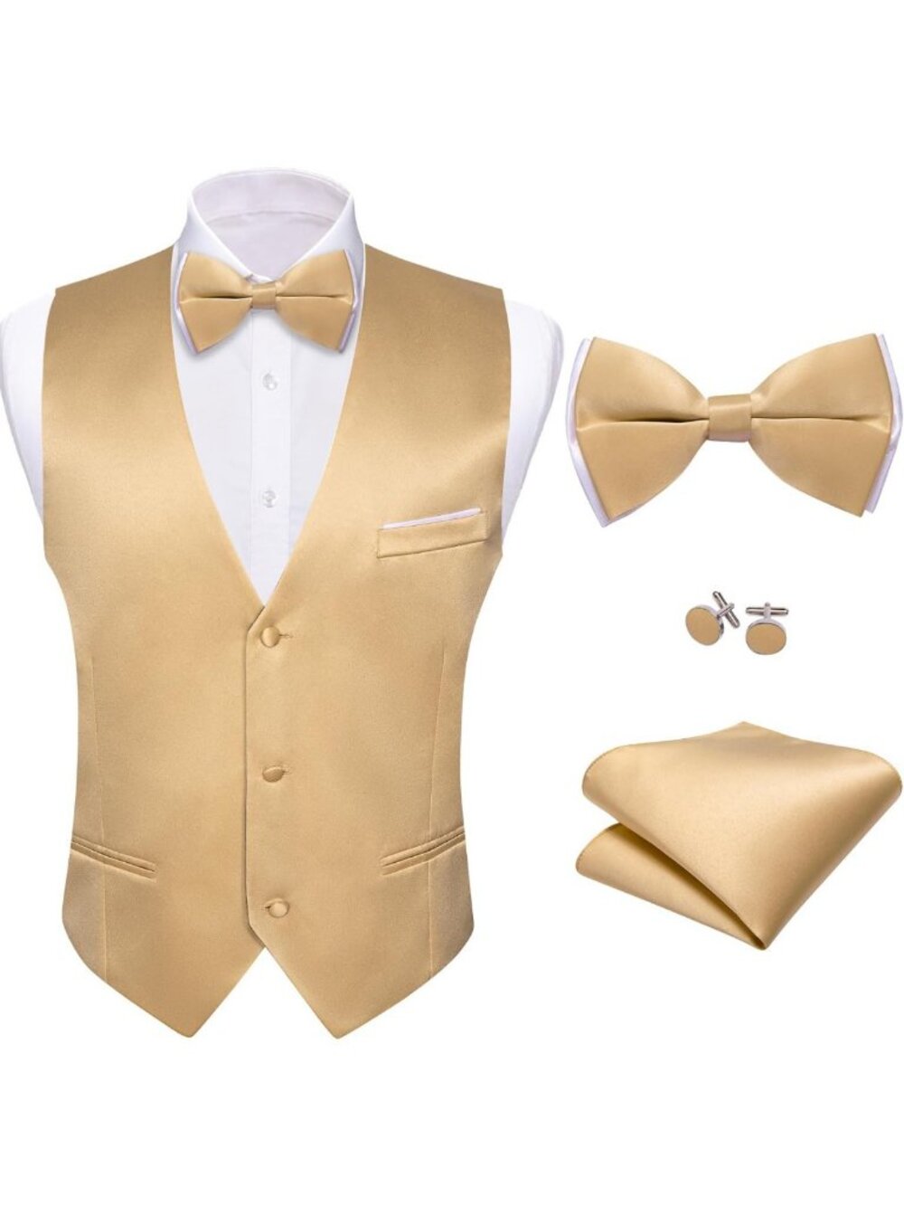 Stylish Men's Formal Waistcoat Bow Tie Set - 4PCS Suit Vest for Weddings